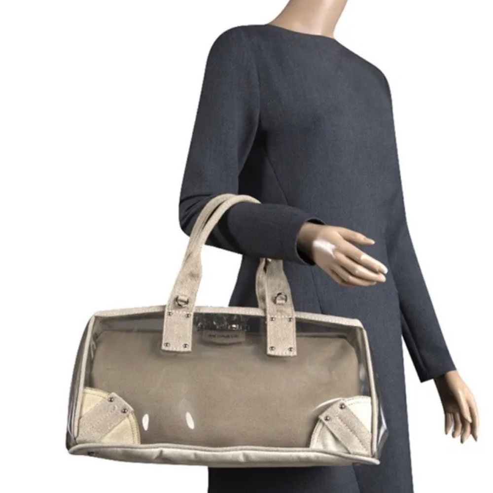 Rare Runway Prada canvas and clear vinyl purse